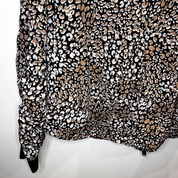 Free People Movement Light Jacket Women Small Leopard Animal Print Hooded Zip Up - Picture 9 of 16
